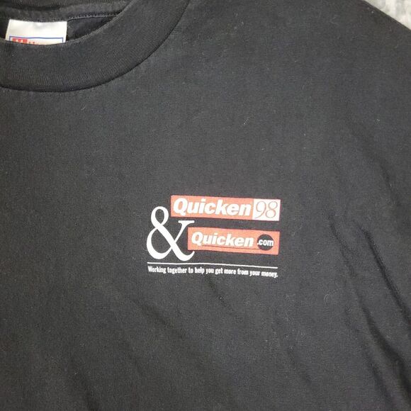 Vintage Quicken '98 T-Shirt Men's XL Black Long Sleeve Tech Dot Com Y2K USA - Picture 2 of 9